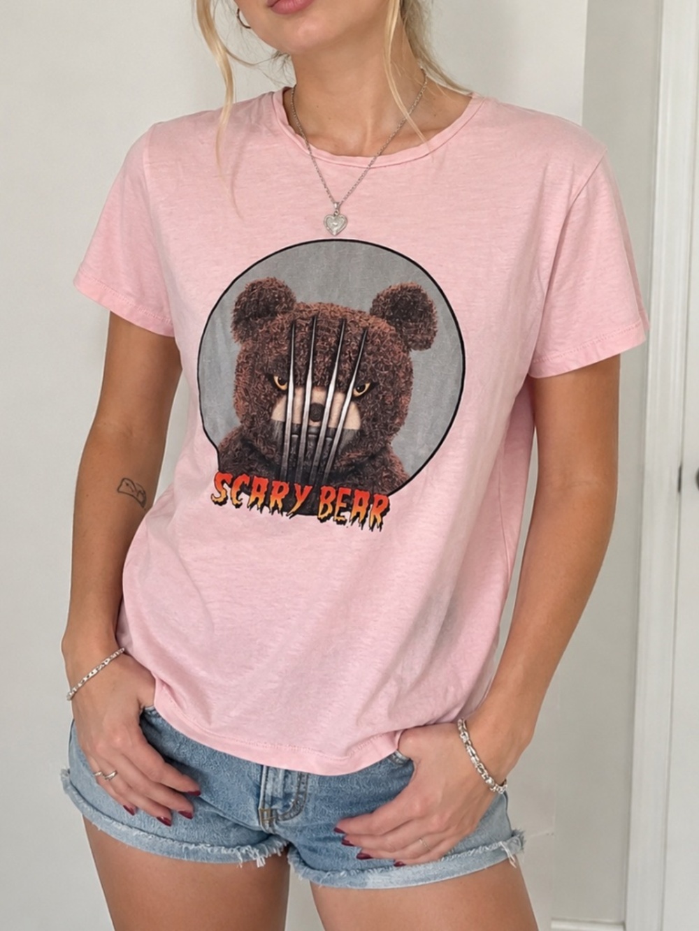 Neil Barrett Pink Graphic Scary Bear Size S
